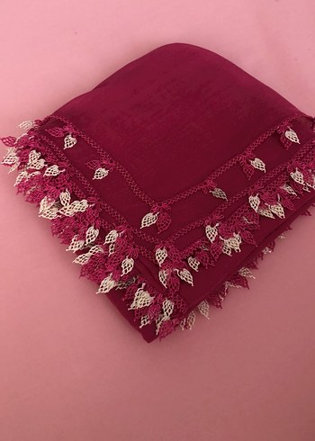 Bordo Dantel Detaylı Bohem Kadın Şal