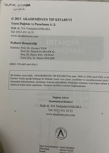 Beden Pediatri Hemşireliği Kitabı
