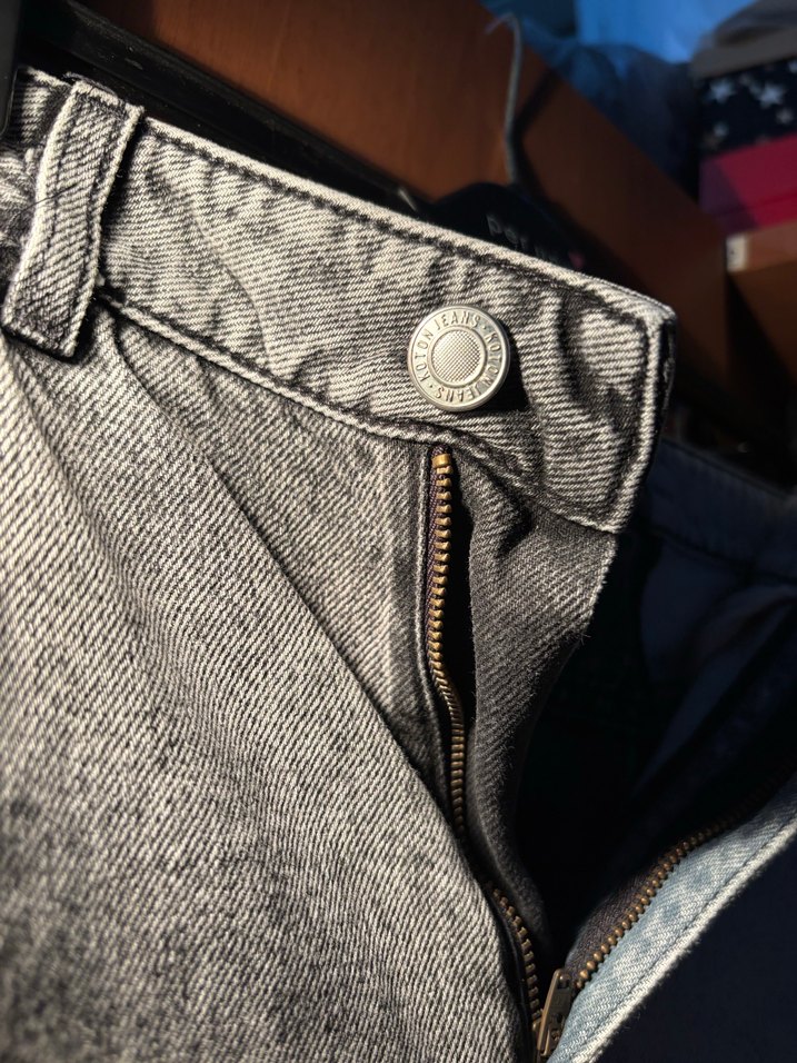 Gri Düğmeli Kadın Midi Jean - Görsel 2