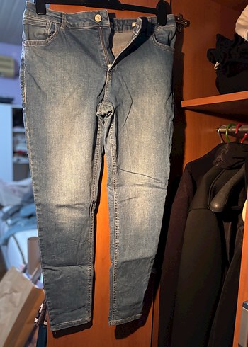 Düğmeli Mavi Denim Kadın Pantolon - Görsel 2