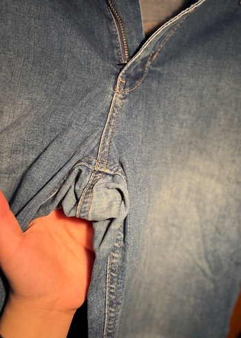 Düğmeli Mavi Denim Kadın Pantolon - Görsel 5