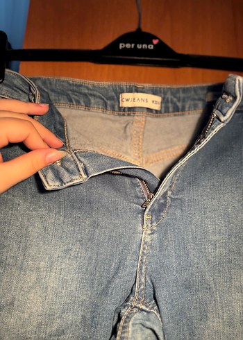 Düğmeli Mavi Denim Kadın Pantolon - Görsel 4