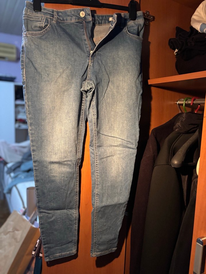 Düğmeli Mavi Denim Kadın Pantolon - Görsel 2