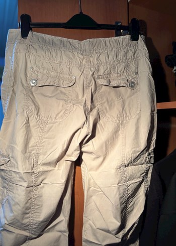 Bej Kadın Naylon Kemerli Bol Pantolon - Görsel 5