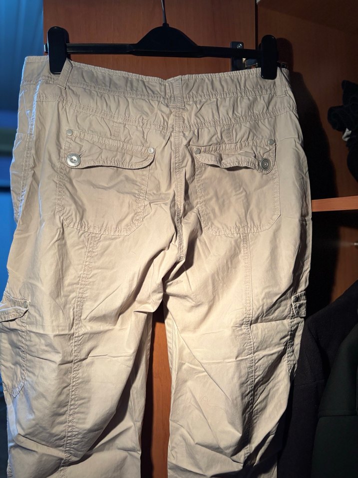 Bej Kadın Naylon Kemerli Bol Pantolon - Görsel 5