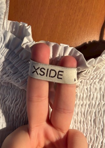 Beyaz Keten Fırfırlı Straplez Bluz - Görsel 3