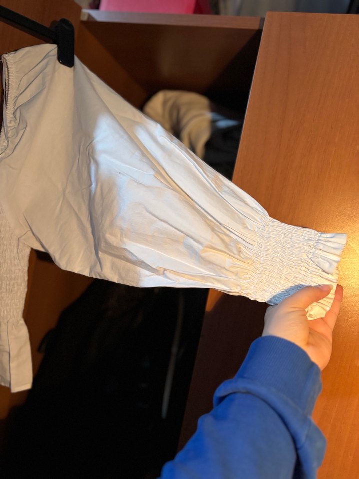 Beyaz Keten Fırfırlı Straplez Bluz - Görsel 2