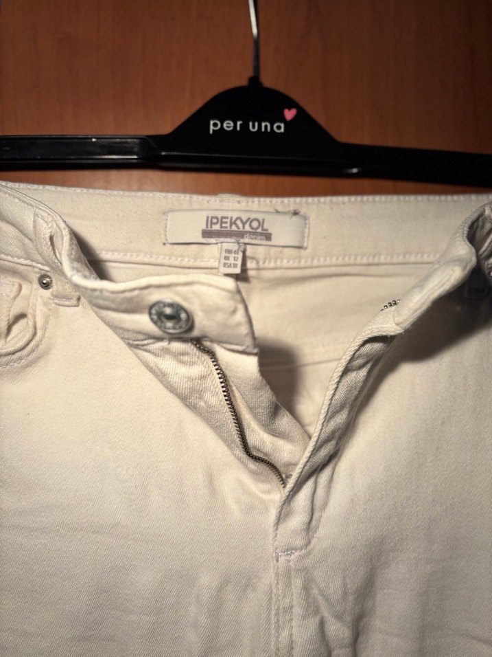 Beyaz Pamuklu Kadın Jean - Görsel 2