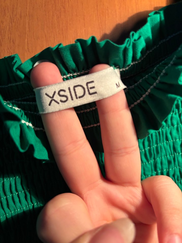 Yeşil Drapeli Mini Straplez Bluz - Görsel 5