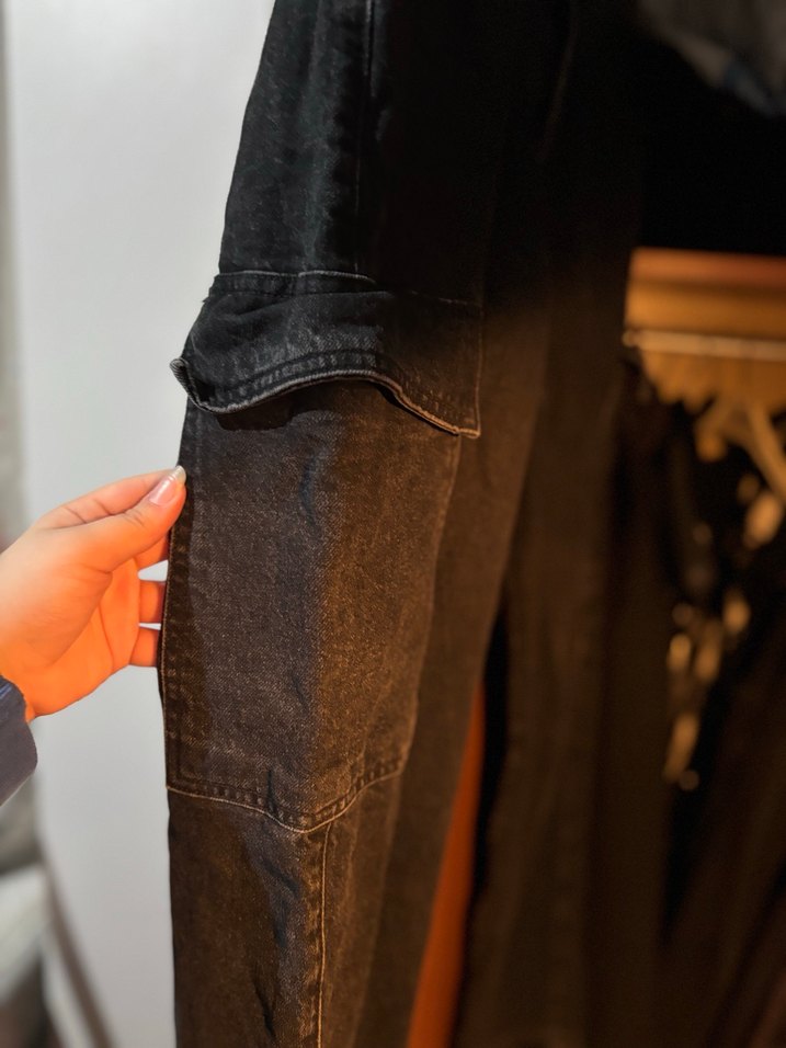 Siyah Bol Kesim Kot Pantolon - Görsel 4