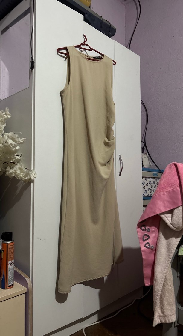 Bej Salaş Uzun Elbise - Görsel 2