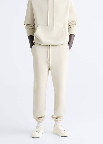 Erkek Beyaz Regular Fit Sweatpants - Görsel 2