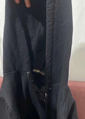 m Beden siyah Renk Siyah Kadın Süet Goth Kapüşonlu Sweatshirt