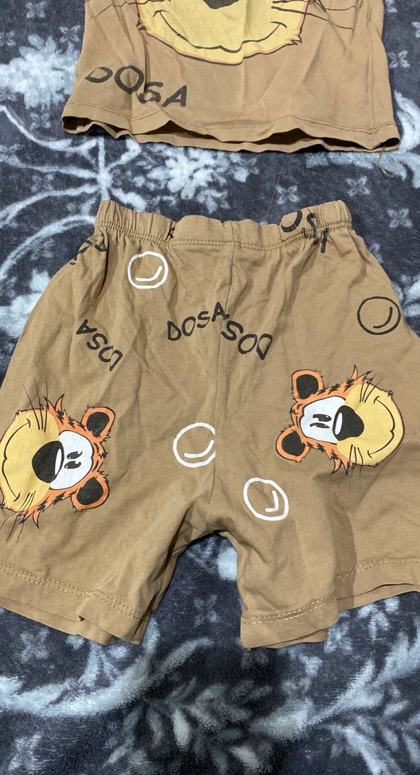 Kahverengi Baskılı Düğmeli Kedi Kıyafeti - Görsel 3