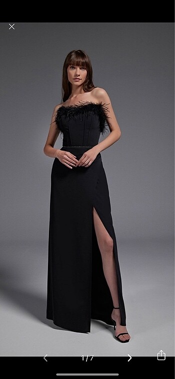 Siyah uzun elbise - Görsel 7
