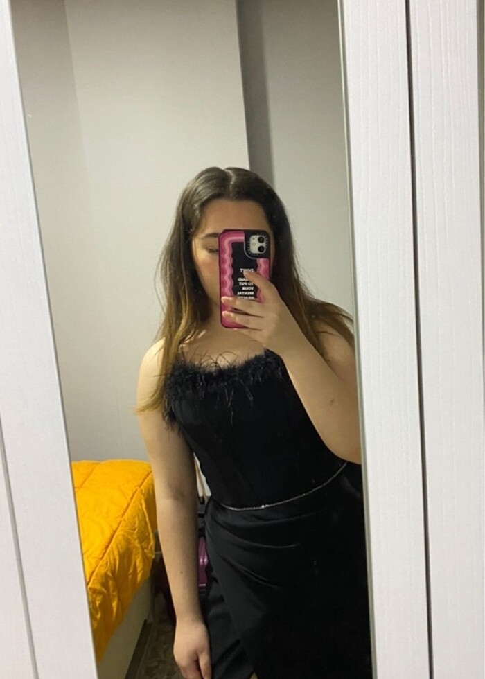 Siyah uzun elbise - Görsel 3