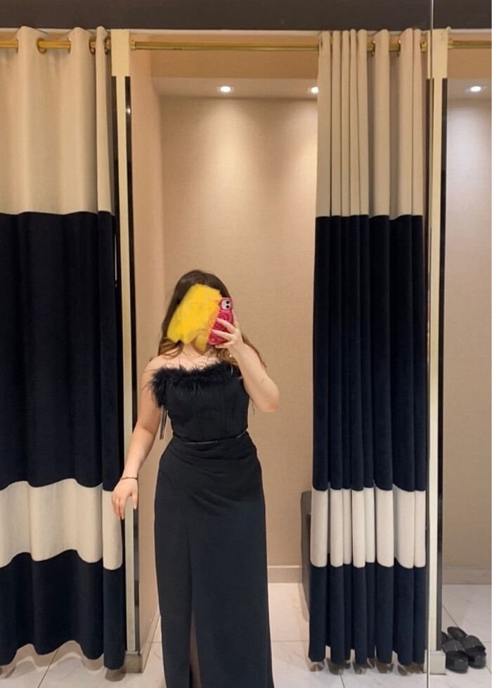 Siyah uzun elbise - Görsel 5