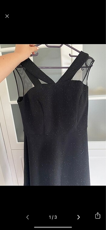 Siyah simli elbise - Görsel 2