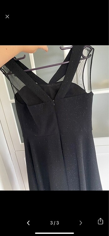 Siyah simli elbise - Görsel 3