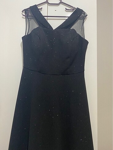 Siyah simli elbise - Görsel 6