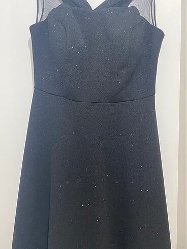 Siyah simli elbise - Görsel 5