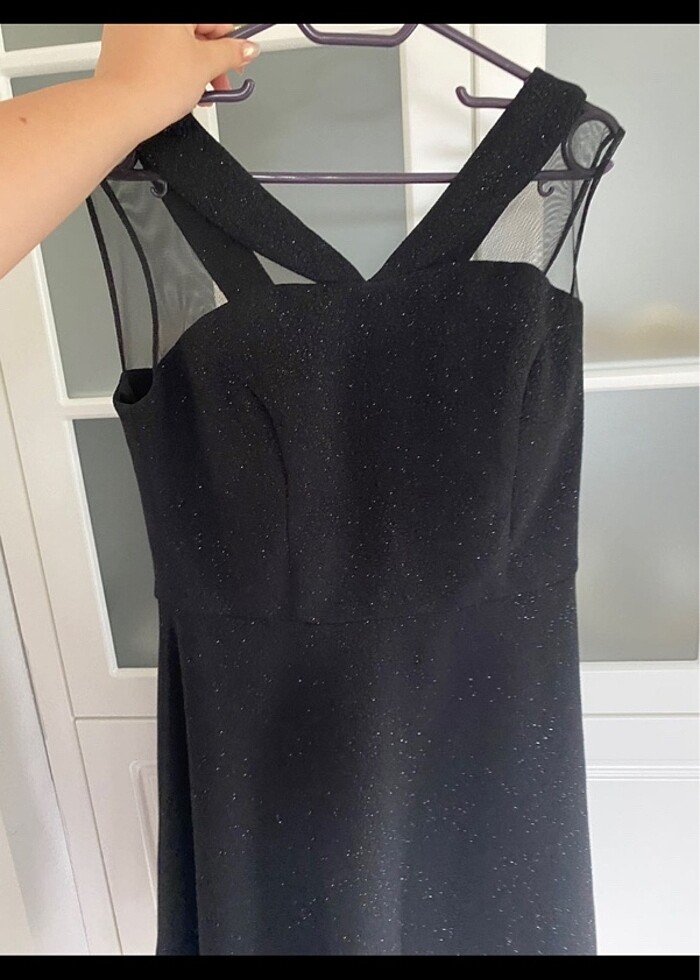 Siyah simli elbise - Görsel 2