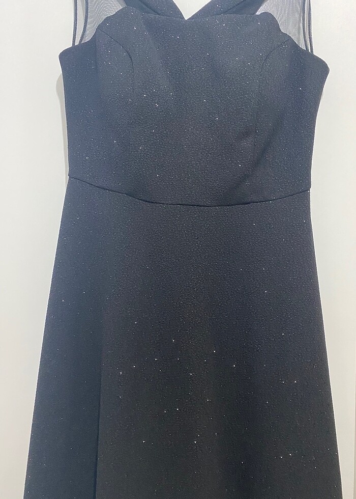 Siyah simli elbise - Görsel 5