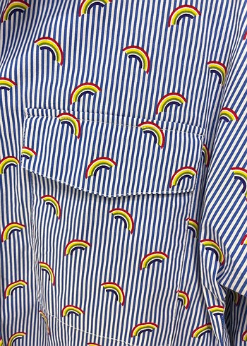 Gökkuşağı Desenli Kadın Gömlek - Görsel 3