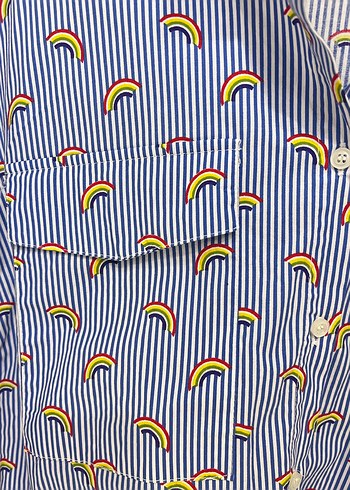 Gökkuşağı Desenli Kadın Gömlek - Görsel 4