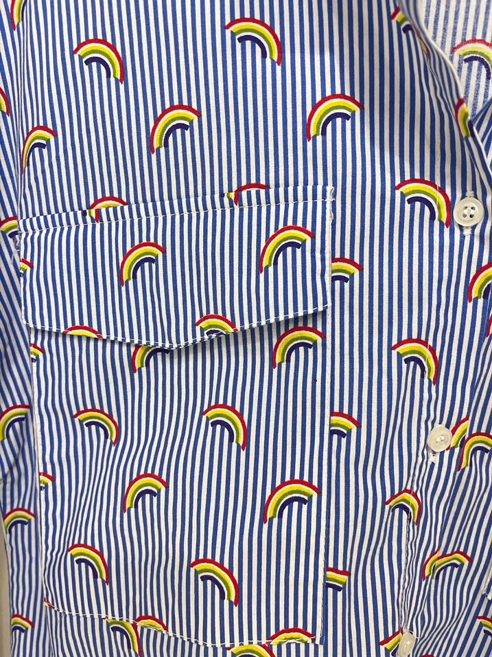 Gökkuşağı Desenli Kadın Gömlek - Görsel 4