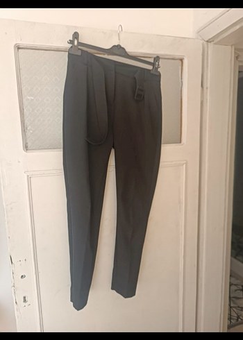 Kemerli Siyah Kadın Kumaş Pantolon