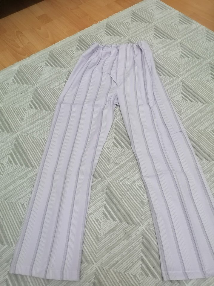 Uzun Kollu Beyaz Gri Çizgili erkek Pijama Takımı - Görsel 3