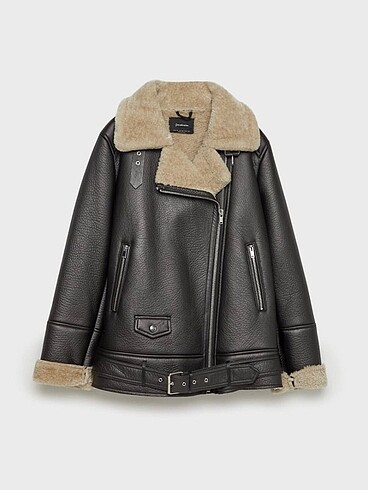 Stradivarius Suni Kürklü Biker Ceket