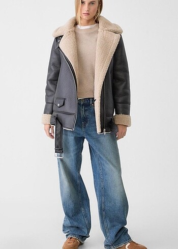 Stradivarius Stradivarius Suni Kürklü Biker Ceket