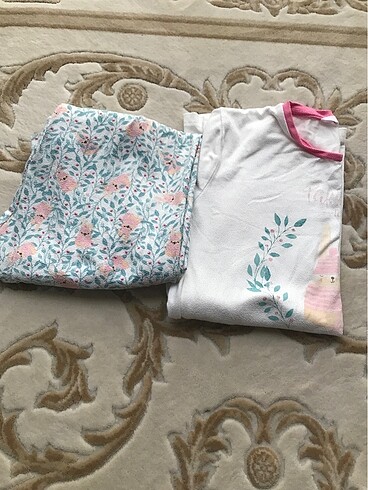 13-14 Yaş Beden beyaz Renk Kız çocuk pijama takımı