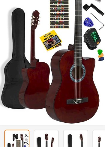Bordo midex klasik Gitar Seti ve Aksesuarları