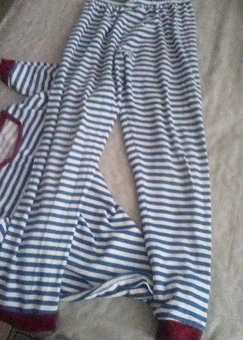 12-13 Yaş Beden mavi Renk Uzun Kollu Erkek Çocuk Çizgili Pijama Takımı