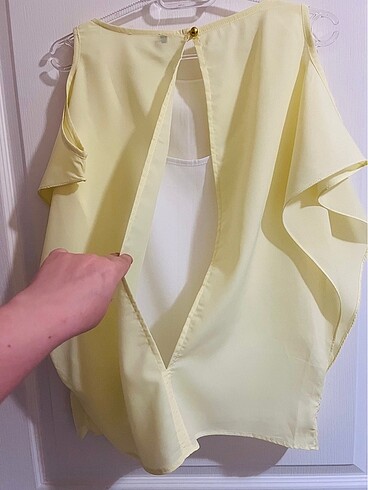 Sarı Yarasa Kol Omuz Dekolteli Bluz M Beden - Görsel 3