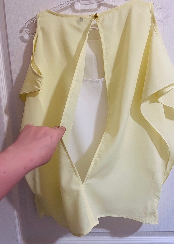 Sarı Yarasa Kol Omuz Dekolteli Bluz M Beden - Görsel 3