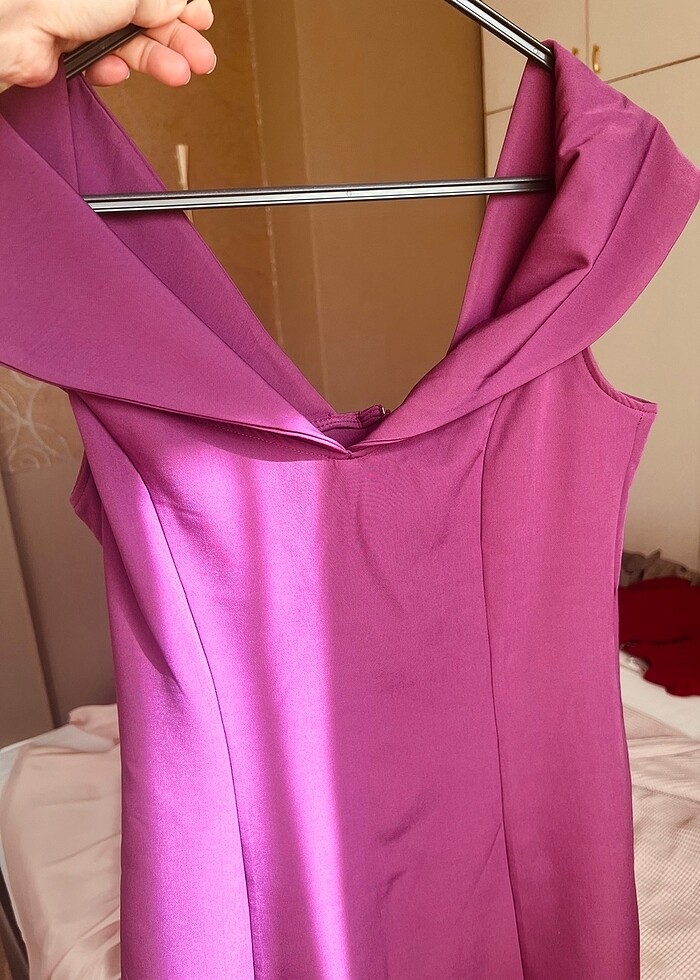 Gül kurusu Mini Elbise M-L uyumlu - Görsel 3