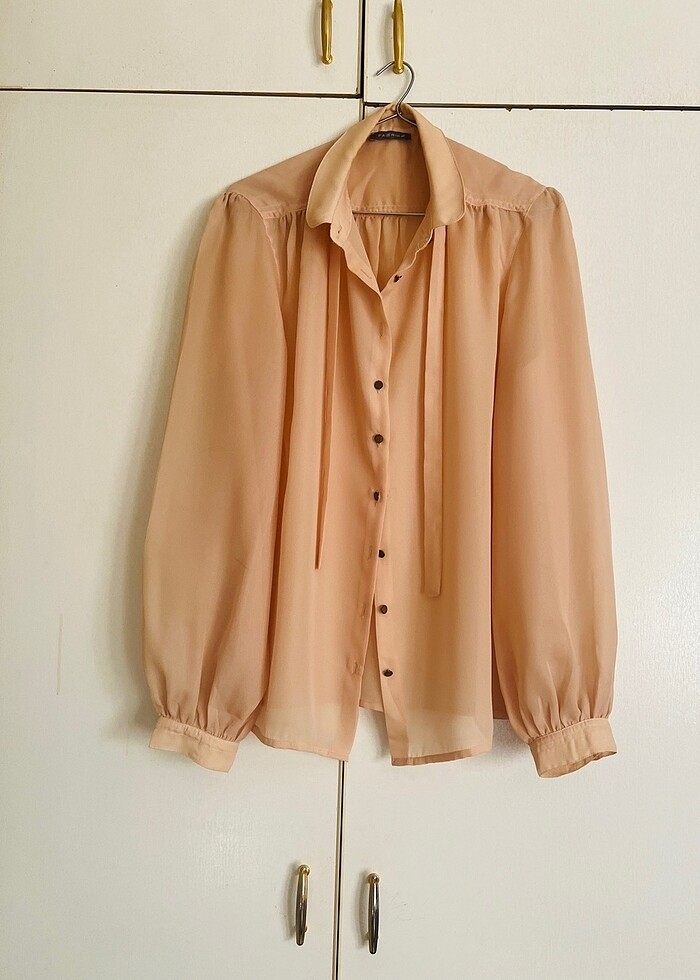 Fabrika Pudra Şifon Bluz L Beden - Görsel 2