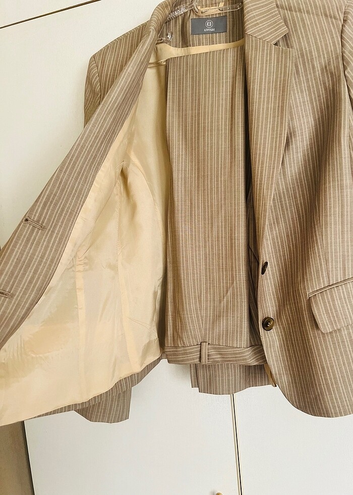 Fabrika Çizgili Ceket-Pantolon Takım 40 Beden - Görsel 2