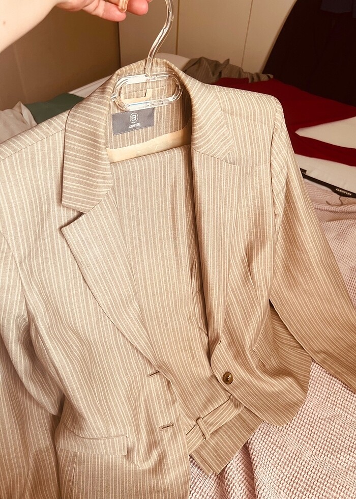 Fabrika Çizgili Ceket-Pantolon Takım 40 Beden - Görsel 3