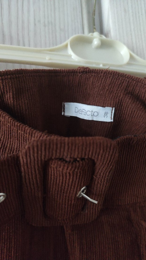 Kahverengi Süet Kemerli Kadın Pantolon - Görsel 3