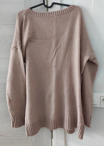 Pudra Pembesi Kadın Triko Oversize Kazak - Görsel 2