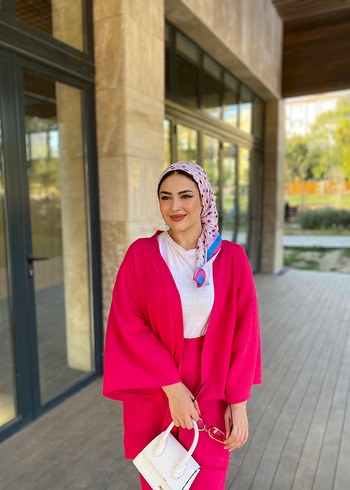 Pembe Salaş Uzun Kimono - Görsel 2