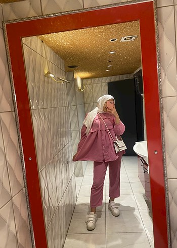 Pembe Salaş Uzun Kollu Kadın Takım - Görsel 2