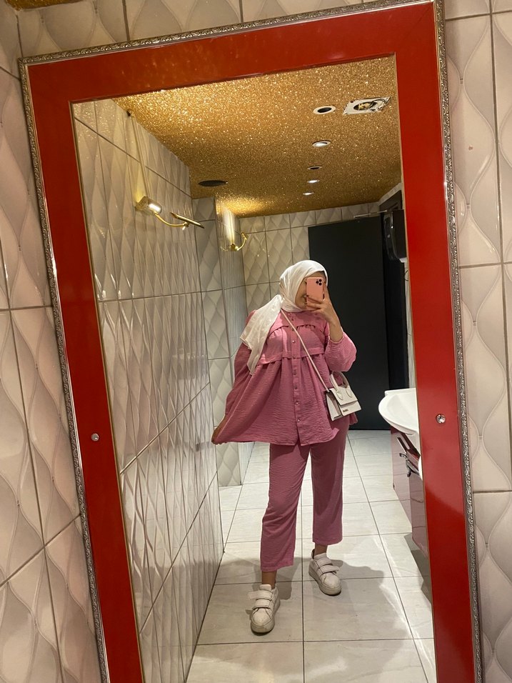 Pembe Salaş Uzun Kollu Kadın Takım - Görsel 2