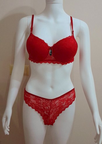 Kırmızı Dantel Bohem Mini Sütyen Takımı - Görsel 2