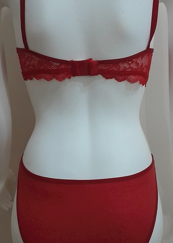 Kırmızı Dantel Bohem Mini Sütyen Takımı - Görsel 4